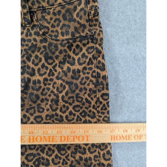 7 For All Mankind Jeans Womens Size 29 Black and Orange Leapard Print Boot Cut - Picture 5 of 15